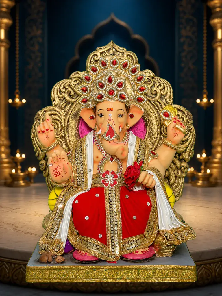 Lalbaugcha Raja โ 24 inch eco-friendly pure paper mache Ganpati murti