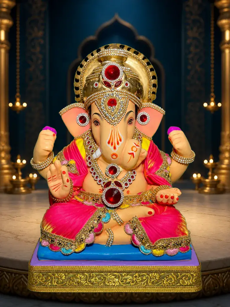 Dagdusheth Halwai โ 15 inch eco-friendly Shadu clay and paper mache Ganpati murti